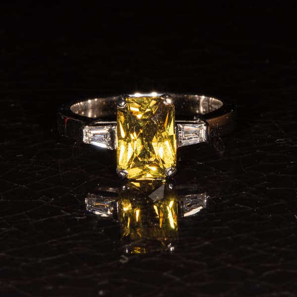 2.34 Carat Yellow Sapphire Platinum Ring Luxury by Lamas